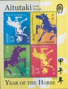 Aitutaki 2014 SG820 Year of the Horse MS MNH