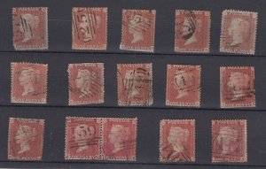 GB QV 1d Red Stars Unchecked Collection Of 15 Fine Used BP5923