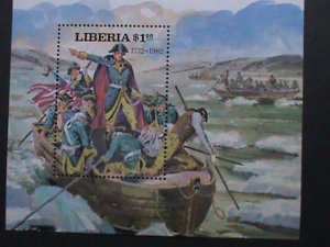 LIBERIA 1976 WASHINGTON CROSSING DELAWARE RIVER -1776 MNH S/S VERY FINE