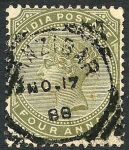 Zanzibar SGZ69 4a Olive-green Z5 Squared Circle dated 17th Nov 1891