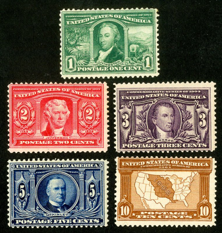 US Stamps # 323-7 MH F Fresh Set Scott Value $305.00 