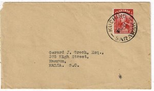 Sarawak 1947 Kuching cancel on cover to MALTA