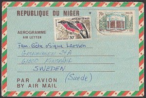 NIGER 1982 70f aerogramme uprated 30f Bird commercially used to Sweden.....J640