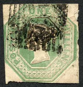 SG54 1/- Pale Green Embossed (fault top right) Cat£1000