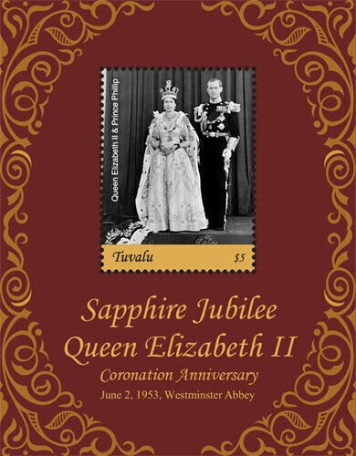 Tuvalu 2018 - Queen Elizabeth II, Sapphire Jubilee - Souvenir Stamp Sheet - MNH