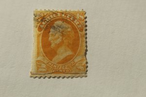 US OFFICIAL O8 USED BADLY DAMAGED SIDE MARGINS AND BOTTOM - SCARCE STAMP