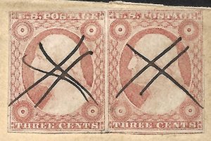 Doyle's_Stamps: California Postal History XF Imperf Pair on Cover     (L31)