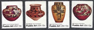 United States #1706-09 13¢ Pueblo Art (1977). Four singles. MNH