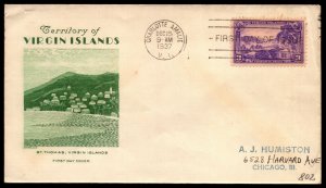 Scott 802 3 Cents Virgin Islands Grimsland FDC Typed Address Planty 802-17