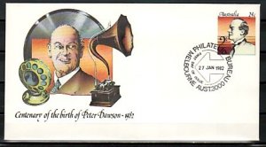 Australia, 1982 issue. Singer Peter Dawson, Postal Envelope. First day cancel. ^