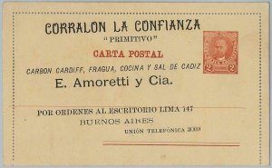 39382  - ARGENTINA - POSTAL HISTORY - STATIONERY CARD : Juarez Celman PRIVATE