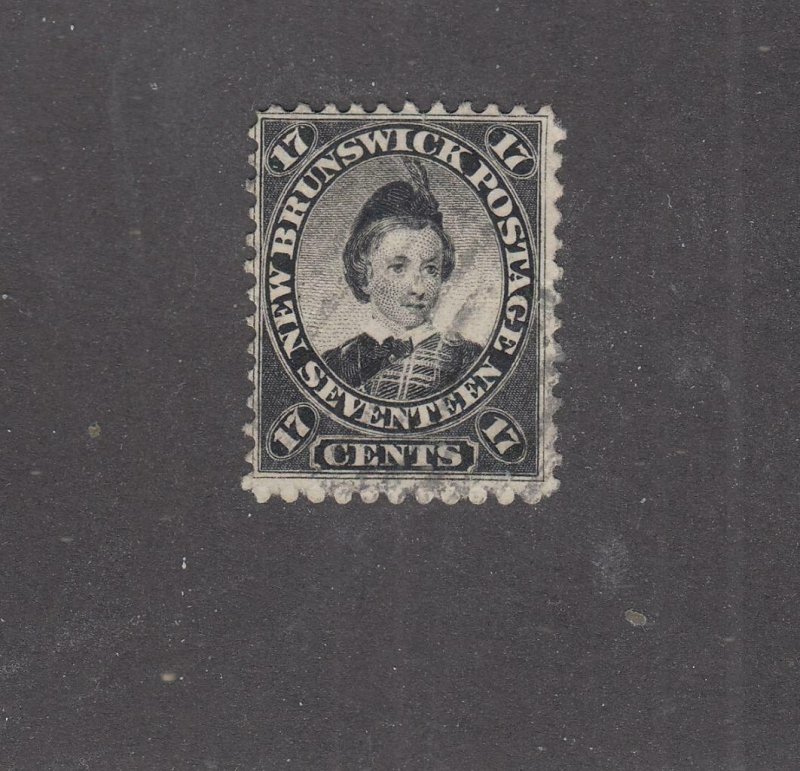 NEW BRUNSWICK # 11 VF-USED 17cts 1860 PRINCE OF WALES /BLACK/CENTS ISSUE CV $80