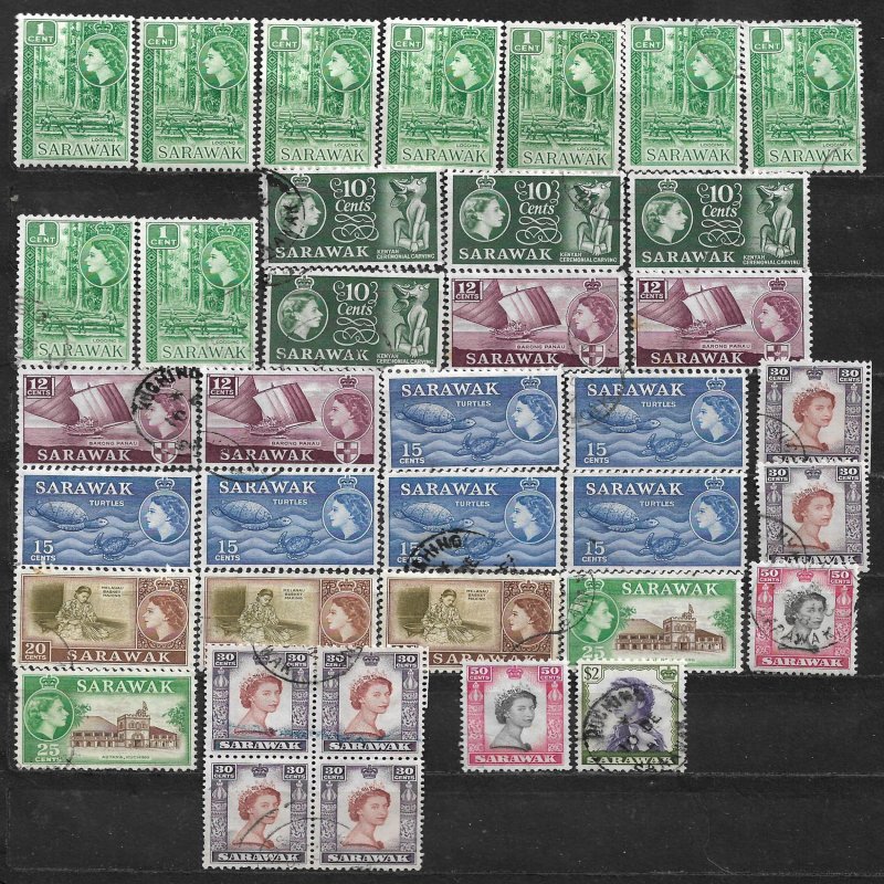 COLLECTION LOT OF 37 SARAWAK 1955+ STAMPS CLEARANCE