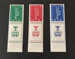Israel 1957 #124-26 Tab, MNH