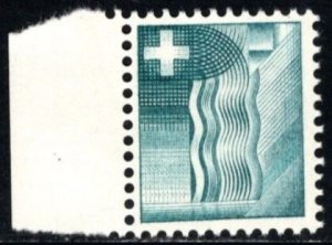 1935 Switzerland Test Stamp Cross and Wavy Lines Dark Blue Marginal Copy MNH