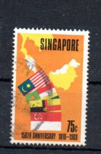 SINGAPORE - 1969 - 150th ANNIVERSARY -  FLAGS - Used - 75ç -