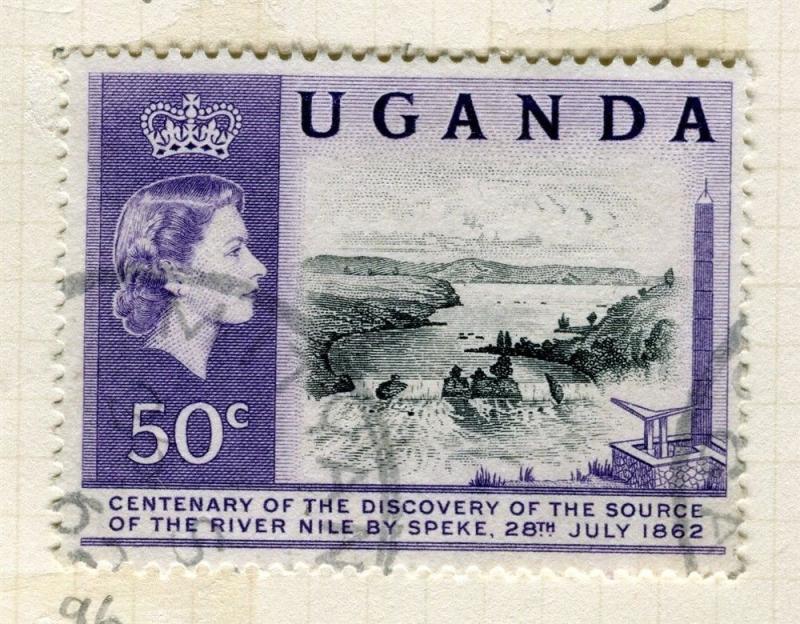 BRITISH KUT; UGANDA 1962 early QEII issue fine used 50c. value