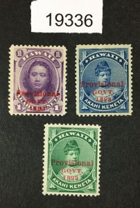 MOMEN: US STAMPS HAWAII # 53-55 MINT OG 2H/1 UNUSED NO GUM(#55) $20 LOT #19336