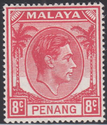 Malaya Penang 1949-52 MH Sc #9 8c George VI