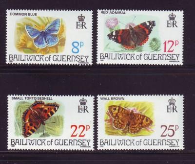 Guernsey Sc 218-21 1981 butterflies stamps mint NH