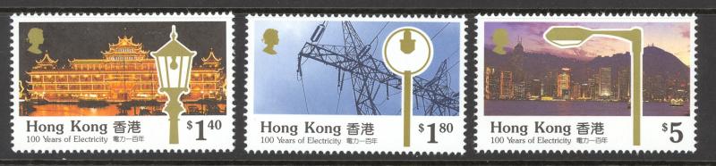 Hong Kong Sc# 575-577 MH 1990 Electrification
