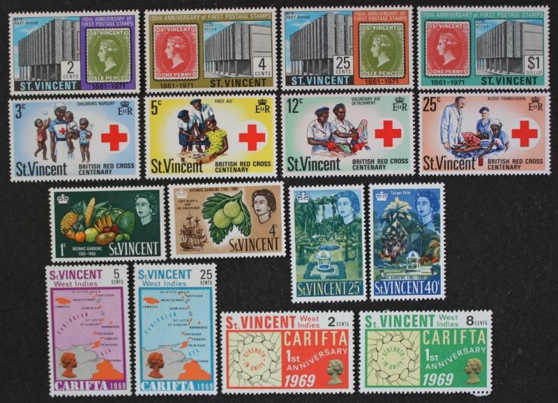 St. Vincent #220-223, 272-275, 299-302 & 312-315, MNH OG, 4 Complete Sets