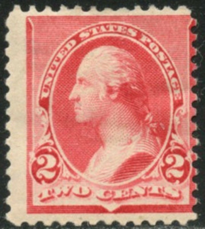 US Sc#220 1890 2c Carmine Average Centered OG Mint Hinged with Remainder