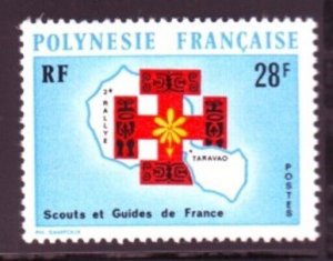 FRENCH POLYNESIA Sc 272 NH ISSUE OF 1971 - MAP & CROSS OF JERUSALEM