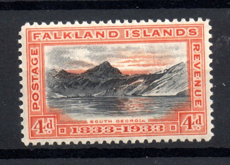 Falkland Islands 1933 4d black & orange mint VLHM SG132 WS18480