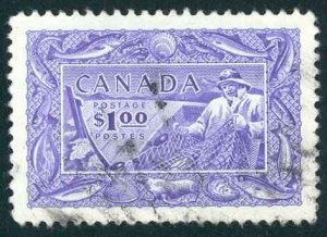 Canada Sc# 302 Used (a) 1951 $1.00 bright ultramarine Fisherman