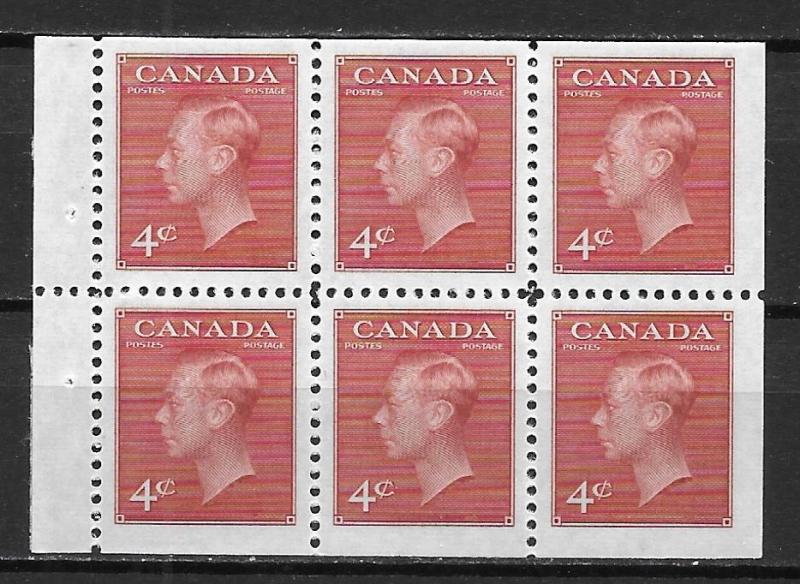 Canada 287b 1949 4c KGVI MNH Booklet Pane