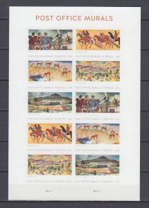 (G) USA  #5372-76 5376a Post Office Murals Full Sheet of 10 Forever Stamps  MNH