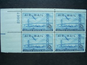 SCOTT  C36  OAKLAND BAY BRIDGE  25¢  PLATE BLOCK  MINT NEVER HINGED