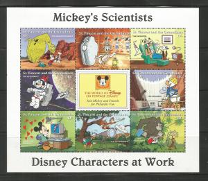ST. VINCENT, 2251, MNH, SS, MICKEY'S SCIENTISTS