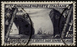 Italy 300 - Used - 1L Steamer Ships / Galleons (1932) (cv $6.50)