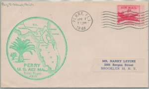 UNITED STATES POSTAL HISTORY FFC CACHET AIRMAIL COVER PERRY FLORIDA CANC YR'1948