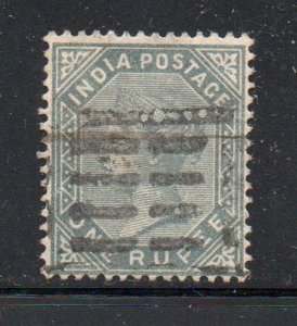 India Sc 46 1882 1 rupee gray Victoria stamp used