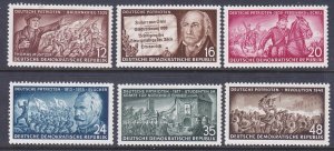 Germany DDR 180-85 MNH OG 1953 German Patriots Full 6 Stamp Set Very Fine