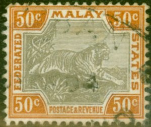 Fed of Malay States 1900 50c Grey & Orange-Brown SG22a Good Used