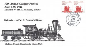 US EVENT CACHET COVER 12th ANNUAL GASLIGHT FESTIVAL HISTORICAL ANDERSON IND 1984