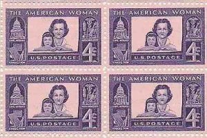 1960 The American Woman Block of 4 4c Postage Stamps, Sc# 1152, MNH, OG