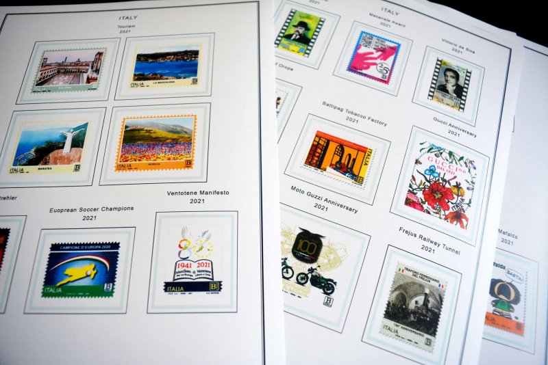 COLOR PRINTED ITALY 2021-2023 STAMP ALBUM PAGES (50 illustrated pages)