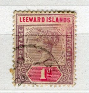 LEEWARDS ISLANDS; 1890s classic QV issue used Shade of 1d. value