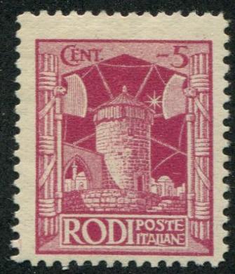 Italy -Rhodes SC# 15 Windmill 5c MH