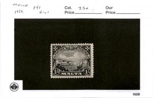 Malta, Postage Stamp, #141 Mint Hinged, 1926 Valetta Harbor (AB)