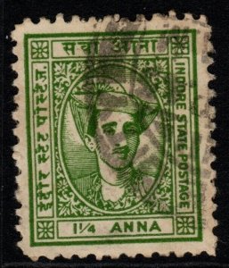 INDIA-INDORE SG39 1941 1¼a YELLOW-GREEN USED