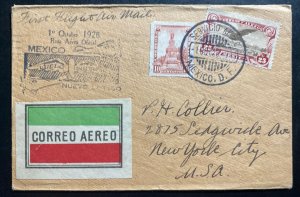 1928 Mexico City Mexico First Flight Airmail Cover FFC To New York USA