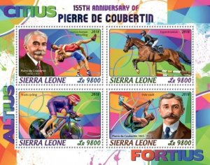 Sierra Leone - 2018 Pierre de Coubertin - 4 Stamp Sheet - SRL18401a