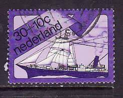 Netherlands-Sc#B494- id7-used 30c+10c semi-postal-Ships-1973-