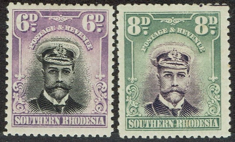 SOUTHERN RHODESIA 1924 KGV ADMIRAL 6D AND 8D 